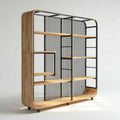 Wooden and metal bookshelf with open shelving design for living room 150 x 30 x 180cm