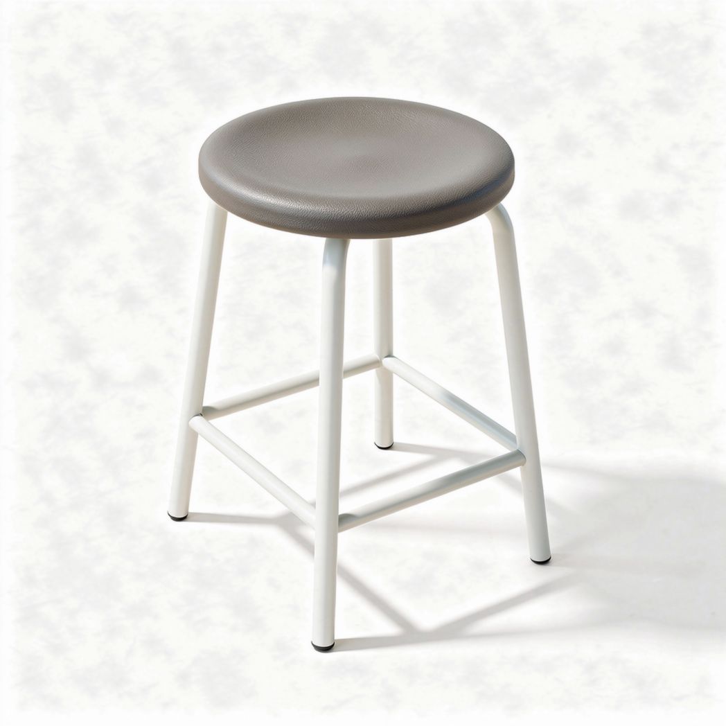 Gray plastic stool with metal frame for indoor and outdoor use 30 x 30 x 75cm