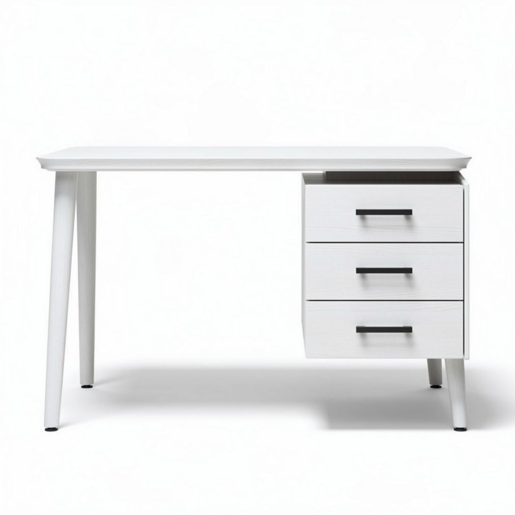 White modern writing desk with three drawers 120 x 60 x 75cm