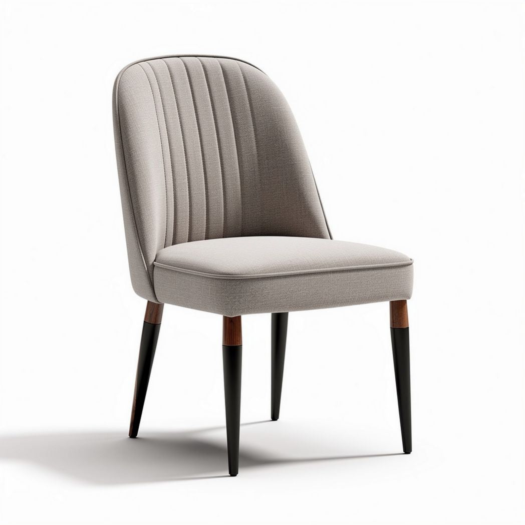 Upholstered dining chair with wooden legs in beige fabric dimensions 50 x 50 x 80cm