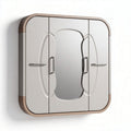 Bathroom medicine cabinet with mirrored doors and wooden accents 60 x 60 x 15cm