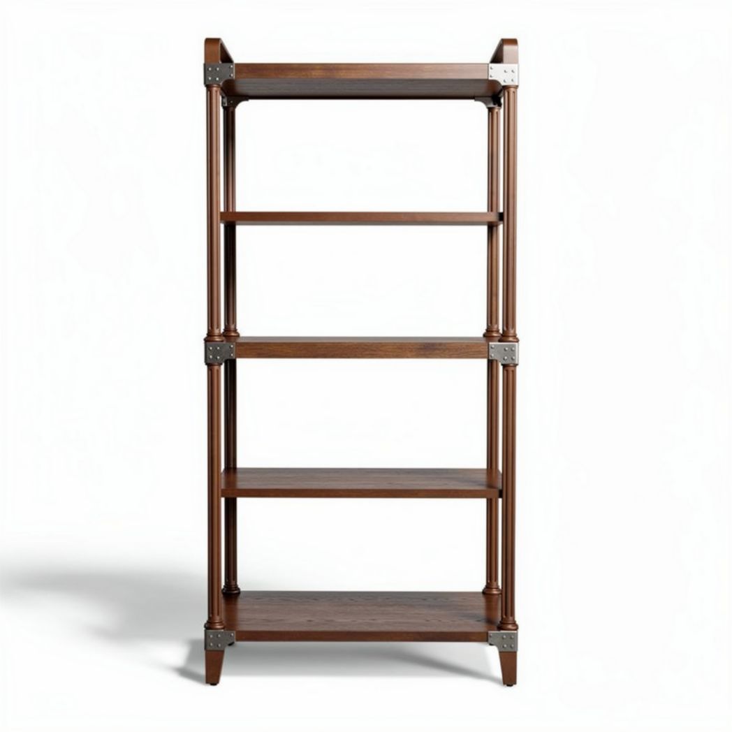 Wooden bookshelf with five shelves for living room or office storage 80 x 40 x 180cm