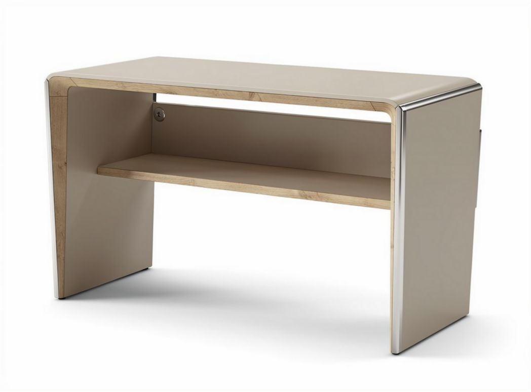 Modern desk with shelf in beige melamine and wood 120 x 60 x 75cm