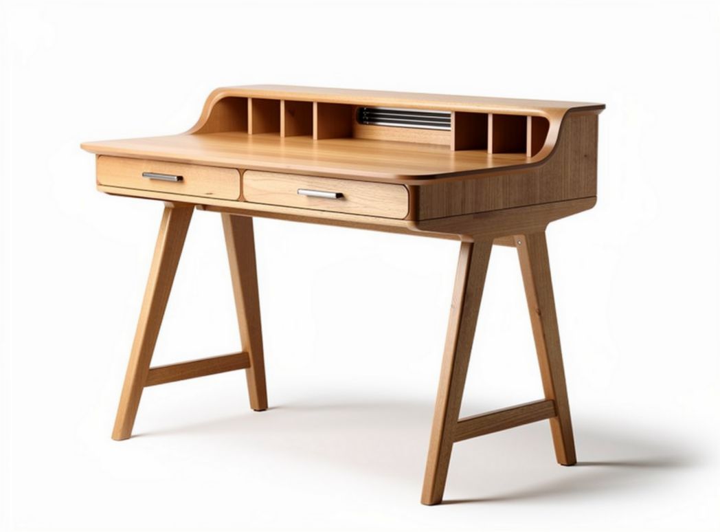 Wooden writing desk with storage compartments and two drawers 80 x 50 x 75cm