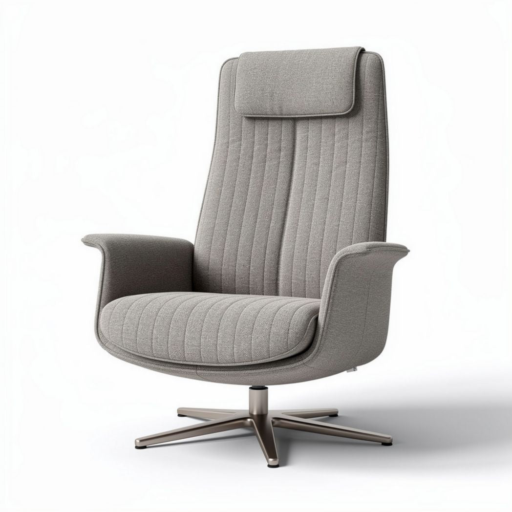Modern ergonomic swivel chair with fabric upholstery and stainless steel base 80 x 75 x 110cm