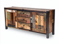 Reclaimed wood sideboard with metal frame and multiple storage options