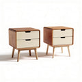 Wooden nightstand with two drawers and natural finish 40 x 40 x 50cm